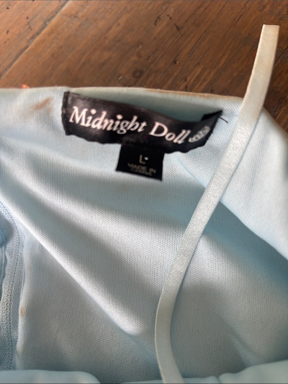 Midnight Doll size L Light Blue Sequin Spaghetti Strap Dress - Picture 7 of 16